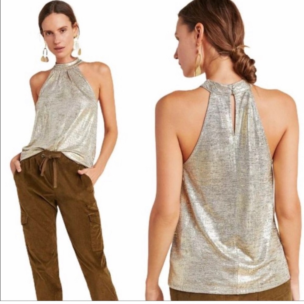 Anthropologie “Sunday in Brooklyn” Gold Halter Top
